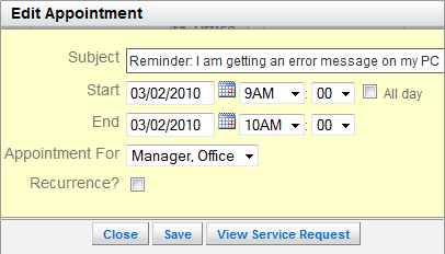 Edit Appointment Edit Appointment