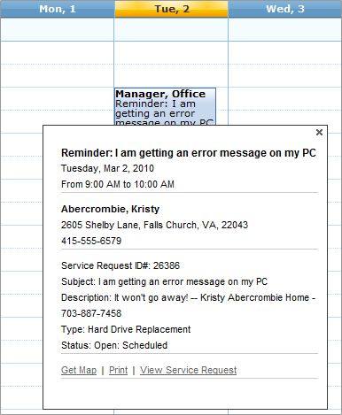 View Appointment Details on the Calendar View Appointment Details on the Calendar